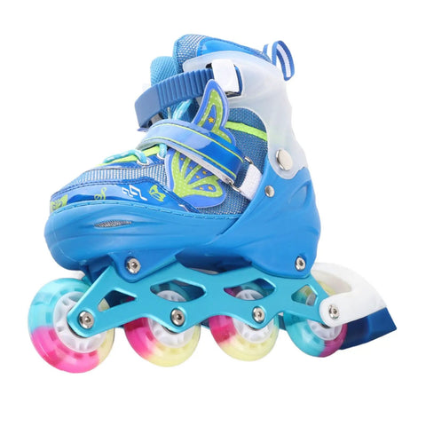 Adjustable Inline Skates For Kids Blue Breathable Comfort Fit With Light Up Wheels Outdoor Roller Blades For Girls And Boys Perfect For Growing Feet And Active Play