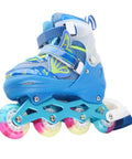 Adjustable Kids Inline Skates Blue With Light Up Wheels Breathable Comfort Fit And Smooth Sliding Outdoor Roller Blades For Ages 6 Through 12