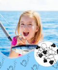 Child fishing with 50 Piece Sinker Slide Kit With Duo Lock Clips And Hooked Sinker Line Connectors For Freshwater And Saltwater Fishing.