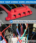 Heavy Duty 12V Bus Bar Power Distribution Block Packing 250A Peak Current And Stainless Steel Terminals for organized wiring setup.