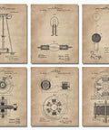 Steampunk Patent Print Wall Art Set For Engineers 8x10 Unframed Prints Featuring Dope Electrical Coil Invention History Industrial Home Decor