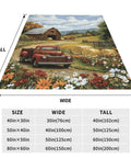 Super Cozy Pickup Truck Blanket Throw Ultra Soft Flannel Travel Blanket for Bed Couch Sofa 80x60 inches with barn scene