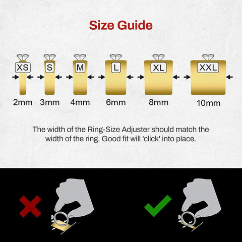 Size guide for Invisible Ring Size Adjuster For Loose Rings With Six Sizes Keeps Your Engagement And Wedding Rings Snug And In Place No More Slips Clear Ring Band Sizer Guard For Loose Jewelry Multipack Ten Count