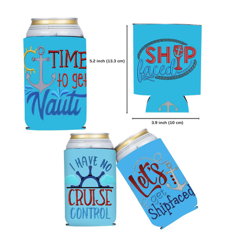 Ocean Blue Nautical Beer Can Sleeves 12 Pack For Sailing Parties And Bachelorette Celebrations Ship Nauti Style Drink Coolers