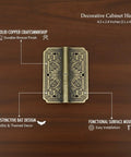 No Fuss Surface Mount Decorative Hinge In Solid Copper Bronze Finish For Cabinet Doors 4.3 By 2.4 Inches with bat design