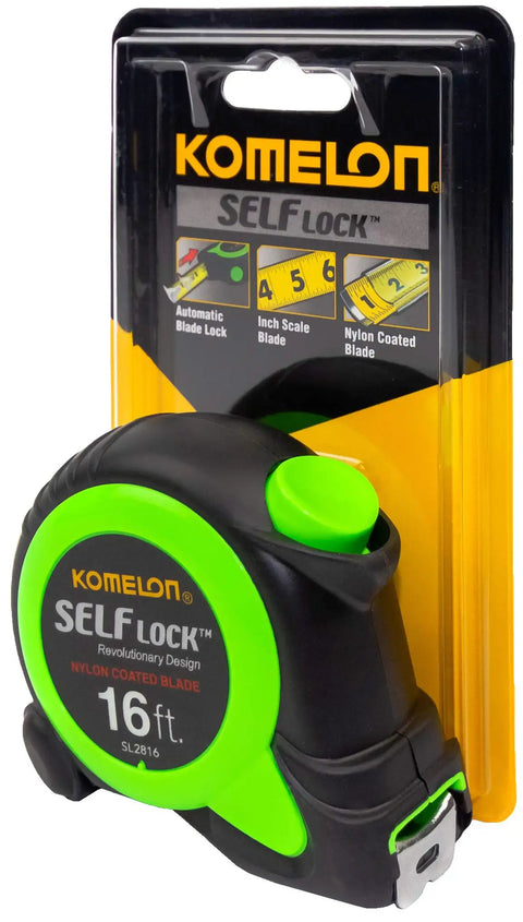 Self Lock Tape Measure, Sixteen Foot By Three Quarter Inch, Auto Lock Blade With Quick Read Numerals in packaging