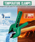 BELEY digital HVAC manifold gauge set with green temperature clips and hoses, front view.