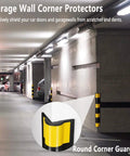 Heavy Duty Reflective Rubber Column Protectors Black And Yellow Anti Collision Corner Guards For Garages And Warehouses Durable Side Bumpers In A Ten Pack, shown in garage.