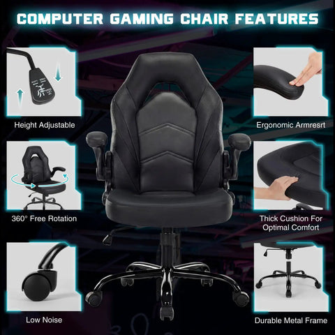 Ergonomic Gaming Chair Built For Long Gaming Sessions With Adjustable Height Big And Tall Design PU Leather Lumbar Support