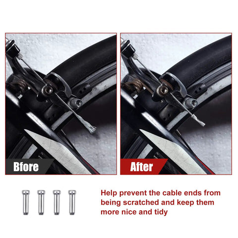 4 Pack Bike Brake Cable Kit For Mountain And Road Bikes before and after installation with universal inner cables and housing