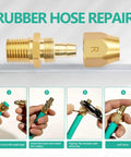 Two Pack Premium Solid Brass Pneumatic Reusable Hose End Repair Fittings with 3/8 Barb for 3/8 Inch ID Rubber Air Hose and 1/4 NPT