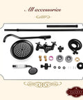 Oil Rubbed Bronze Shower System With 8 Inch Rain Shower Head Two Handle Brass Faucet Three Function Diverter Tub Spout Wall Mount Bath Fixture Set Durable 1.4 GPM Flow For Modern Bathrooms components and accessories