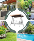 Outdoor Porch Swing Canopy Replacement Cover For 2 Seater Waterproof Weatherproof Sun Shade For Backyard Garden Patio Yard Park Furniture 62 By 46.4 Inch Durable Tear Resistant Construction