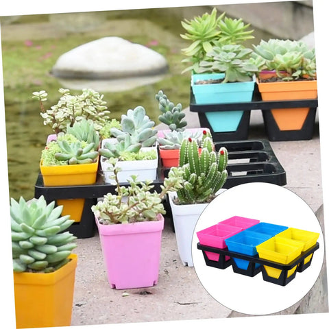 Movable Indoor Plant Pots With 6 Grid Germination Tray For Seedlings And Succulents Hydroponic Grow Tray System Durable Plastic Nursery Kit For Easy Maintenance And Pro Grade Home Garden Setup, colorful succulents