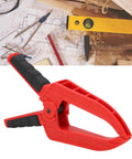 Grippy Woodworking Spring Clamp with Long Flat Nose for Precise Glue Ups and Fixture Work, plastic handle, heavy duty metal spring, red