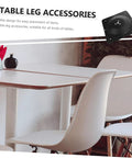 No Sweat Heavy Duty Table Leg Connectors With Adjustable Mounting Plates To Fix Wobbly Dining Tables And Couches displayed on a modern table.