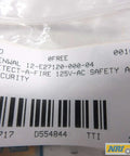 Label of Detect-A-Fire 12-E27120-000-04 showing barcodes and specifications for safety and security use.