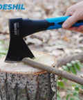Rugged Workhorse 10 Inch Outdoor Hatchet For Camping Use Forged Carbon Steel Heat Treated with blue non slip grip