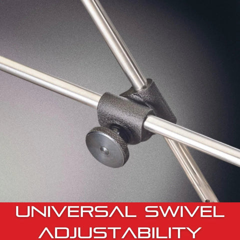 Close-up of adjustable arm on Magnetic Base Indicator Holder For Test Tools Back-Plunger AGD Dial And Miniature Dial Indicators Complete Set 657AA By Starrett