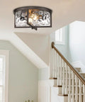 13 Inch Hammered Glass Flush Mount Ceiling Light In Dark Bronze Finish For Kitchen Dining And Hallway Must Have Modern Fixture