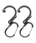 HeroClip Mini Carabiner Clip And Hook 2 Pack For Travel Luggage Purses And Small Bags Stealth Black 3 In 1 Clip Holds Up To 40 Lbs.