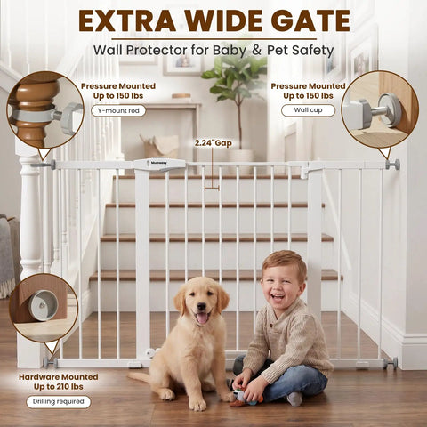 Extra Wide Baby Gate For Stairs And Doorways With Walk Through Door Auto Close Pet Gate Pressure Mounted Fits 29.5 To 51.5 Inches Easy Install Moms Choice Award Winner Kid Safe Home Safe