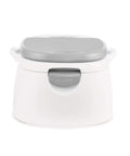 The Real Deal Toddler Potty Training Chair 3-In-1 Potty Seat With Step Stool Plus Arm And Hammer Deodorizing Disc Gray removable potty with gray lid.