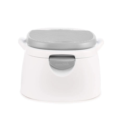 The Real Deal Toddler Potty Training Chair 3-In-1 Potty Seat With Step Stool Plus Arm And Hammer Deodorizing Disc Gray removable potty with gray lid.