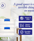 Super Sturdy Clear Under Bed Storage Bins With No Sweat Snap Lids 15.5 Quart Heavy Duty Plastic Organizers 16 Pack stacked on shelf.