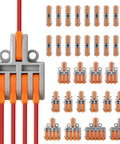 32 Piece Assorted Lever Wire Connectors Quick Push Connect Kit, orange and gray wire connectors for easy electrical wiring.