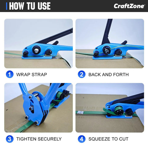 How to use Ready Roll Heavy Duty Poly Strapping Kit With Tensioner And Sealer 5/8 Inch 1000 Foot Coil for securing pallets.