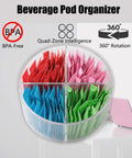 Snag This Smooth Spinning Four Section Drink Packet Organizer With BPA Free Clear Plastic Material for coffee and sugar packets.