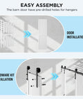 72 by 96 Inch Double Barn Door With 12Ft Sliding Hardware Kit Included, Waterproof PVC Surface, Easy Assembly Instructions