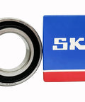Go-To Deep Groove Ball Bearing 6007 35x62x14mm Double Rubber Sealed Shielded Pressed Steel Cage next to blue SKF box