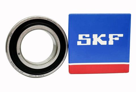 Go-To Deep Groove Ball Bearing 6007 35x62x14mm Double Rubber Sealed Shielded Pressed Steel Cage next to blue SKF box