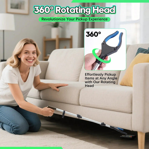 36 Inch Reacher Grabber Tool With 360 Degree Rotating Head Anti Slip Wide Jaw Magnetic Tip Easy Trash Picker For Seniors And After Surgery Recovery Lightweight No Bending Required For Hard To Reach Spots
