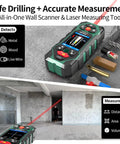 10 In 1 Stud Finder And Wall Scanner With Laser Tape Measure And Digital Level For DIY Renovations, Heavy Duty Wall Scanning, Precise Detection, 131ft range