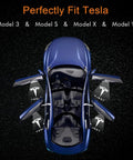Tesla Model Door Logo Projector Lights 4 Pack LED Puddle Welcome Lamps on Model S 3 X Y with doors open and logo projected