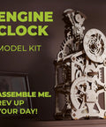 Engine Clock 3D Puzzle Kit With Moving Pistons, Auto Theme Mechanical Clock, DIY Steam Engine Gear, 11.8 Inch Tall