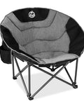 Oversized Moon Chair For Camping And Outdoors Folding Padded Saucer With Side Pocket 500 Lb Capacity Heavy Duty Steel Frame Easy Set Up