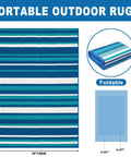 Outdoor Patio Rug 4x6 Ft Waterproof Plastic Straw Style For Deck Garden Backyard, foldable blue striped durable outdoor area rug