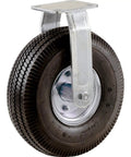 Heavy Duty 10 Inch Pneumatic Caster Wheel With Slick Steel Ball Bearing Hub And Dead Simple Rigid Plate Mount Five Eighth Inch Bore Axle for smooth movement.