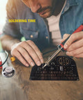 Person using soldering iron on Do It Yourself Hands On Piano Soldering Project Kit For Electronics Practice And STEM Gift With Multiple Sound Effects Including Piano Guitar Violin Bell And Percussion Fun