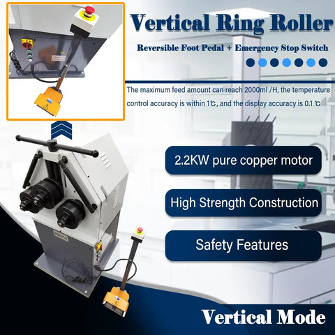Heavy Duty Workhorse Electric Roll Bender For Steel And T Bars Industrial Three Roller Metal Round Bender With Foot Switch Control with motor and controls.