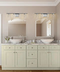 Crystal 4 Light Bathroom Vanity Light Fixtures Modern LED Dimmable Wall Sconce With Bubble Glass Shade Brushed Nickel Finish Easy Install Brighten Up Your Bathroom Hallway And Living Room Glam Yet Practical above two mirrors in a bathroom