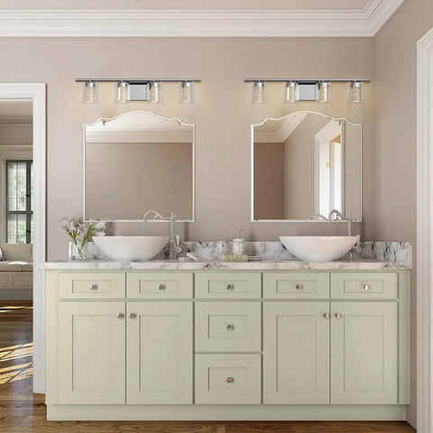 Crystal 4 Light Bathroom Vanity Light Fixtures Modern LED Dimmable Wall Sconce With Bubble Glass Shade Brushed Nickel Finish Easy Install Brighten Up Your Bathroom Hallway And Living Room Glam Yet Practical above two mirrors in a bathroom
