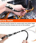 115 In 1 Precision Screwdriver Set With Magnetic Bits for electronics repair showing flexible shaft used inside a PC case.