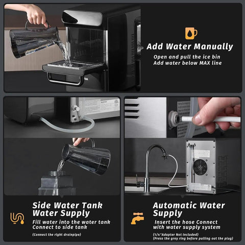 Nugget Ice Maker With 1.2 Gallon Tank Delivers 40 Lbs Per Day Of Soft Chewable Ice Auto Water Supply Preset Timer Self Cleaning