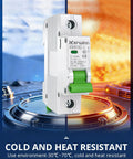 1 Pole 10A DC Circuit Breaker For 12V To 110V DC Systems With DIN Rail Mount Non Polar Protection And Arc Extinguishing Compact Safe Design Solid For Battery Power Solar PV And RV Setups, front view
