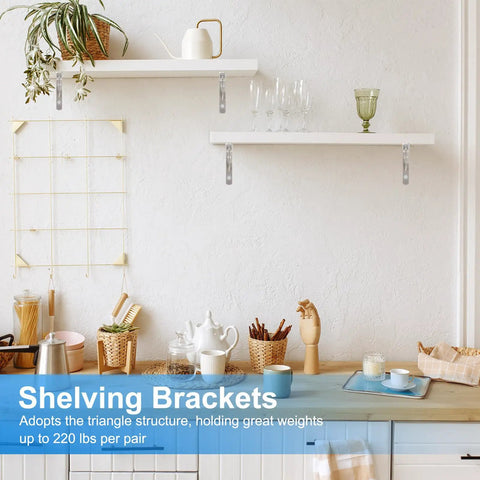 Heavy Duty Stainless Steel Wall Shelf Brackets Two Pack 12 Inch Removable Mount Max Load 220 Lb Space Saving Shelf Support Includes Screws And Anchors Silver